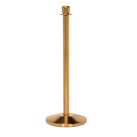 QUEUE SOLUTIONS RopeMaster 351, Crown Top, Sloped Base, Satin Brass Finish PRC351-SB